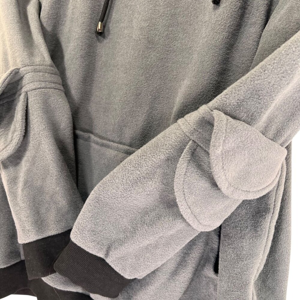 Yisilier Hooded Pullover Sweatshirt Gray Unique Layered Sleeves Pocket L Mens - Picture 7 of 13